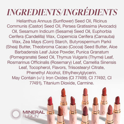 Mineral Fusion Long-Lasting Lipstick, Vivid & Smudge-Free Lip Color with Avocado Oil, Cocoa Seed Butter, Free of FD&C Dyes, Paraben and Gluten, Plum Wine