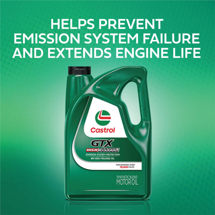 Castrol 03111 GTX High Mileage 10W-40 Motor Oil - 5 Quart