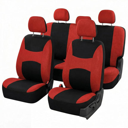 FH Group Automotive Seat Covers Red Universal Fit Bucket and Bench Cover fits most Cars, SUVs, and Trucks (Full Set Airbag Compatible with Split Bench) FB030RED115