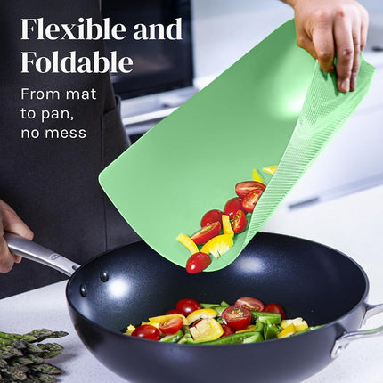 Extra Thick Pastel Flexible Plastic Cutting Board Mats with Food Icons & EZ-Grip Waffle Back, (Set of 6) Dishwasher Safe