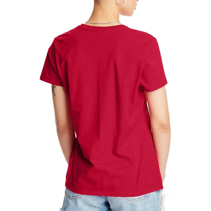 Hanes Women's Perfect-t Crewneck T-Shirt, Lightweight Cotton Short Sleeve Tee, Deep Red, XXL