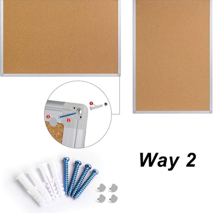 Board2by 2-Pack Cork Board Bulletin Board 20 x 30 Inches, Silver Aluminium Framed Corkboard, Office Board for Wall Cork, Large Wall Mounted Notice Pin Board with 32 Pins