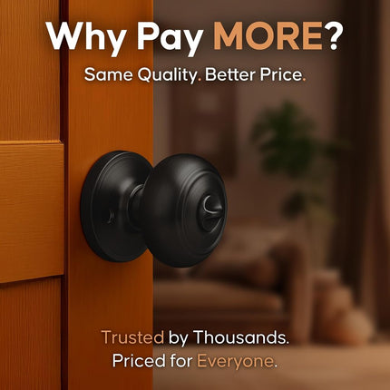 Copper Creek CK2020BC-3 Colonial Passage Function Door 3 knob Multipack, Black Finish