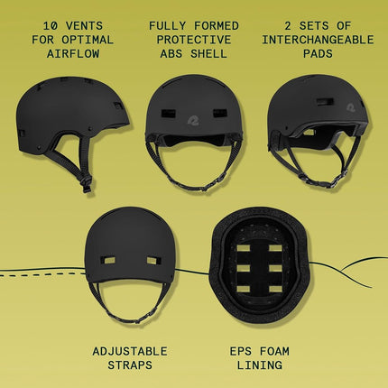 Retrospec Dakota Bicycle/Skateboard Helmet for Adults - Commuter, Bike, Skate, Scooter, Longboard & Incline Skating - Highly Protective & Premium Ventilation- Large - Matte Black