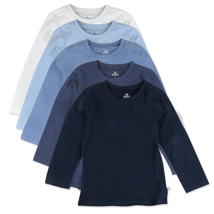 HonestBaby Unisex Baby Multipack Long Sleeve T-Shirts Tee 100% Organic Cotton, Ombre Blues, 24 Months