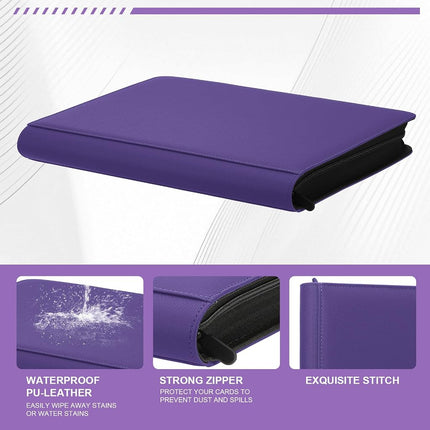 Toploader Binder,Trading Card Binder Storage Hold up 288 Cards 9-Pocket Top Loader Binder with Sleeves for 3"x4" Rigid Toploaders Hard Cases (9Purple6)