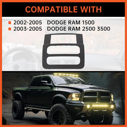 Kit de tablero estéreo doble DIN de alta calidad ECOTRIC, compatible con camionetas Dodge Ram 1500 2500 3500 2002-2005, negro, sin arnés de cableado