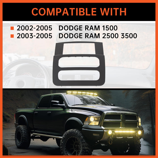 Kit de tableau de bord double DIN ECOTRIC de haute qualité compatible avec Dodge Ram 1500 2500 3500 Pickup 2002-2005 noir sans faisceau de câbles