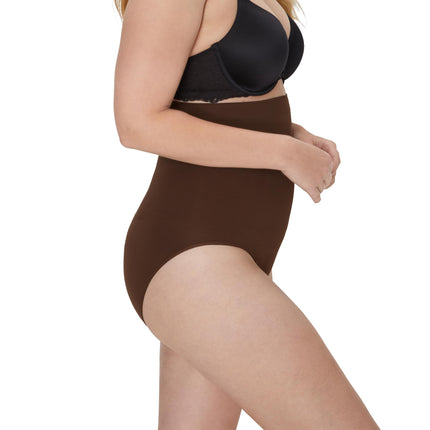 Maidenform Women's Seamless High Waist Shapewear, Soft & Lightweight Firm Control Shaping Brief, Just Brown, Medium