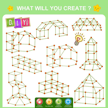 Fort Building Kit for Kids, Stem Construction Toys, Educational Toy for 3+ Years Old Boys and Girls, Indoor & Outdoors Activity,140 Pcs