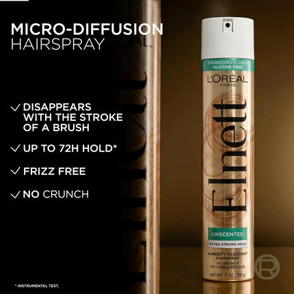 L'Oreal Paris Elnett Satin Hairspray, Extra Strong Hold, Unscented, 11 oz. (Packaging May Vary)