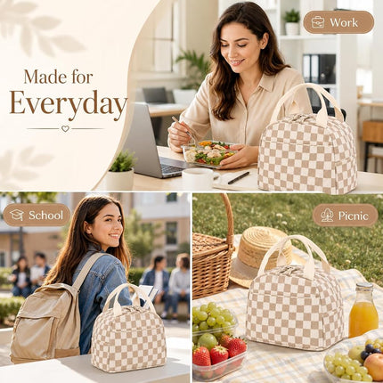 Bluboon Lunch Bag for Women Men Cute Corduroy Lunch Tote Bags Reusable Insulated Lunch Box Large Capacity Reusable Insulated Cooler for Work Picnic or Travel