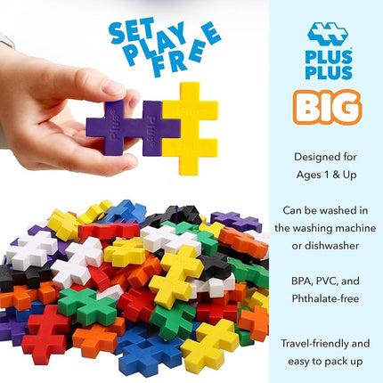 Plus-Plus 9603210 Ingenious Construction Toy, Open Play Big Basic Mix, Building Blocks Set, 100 Pieces
