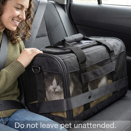 Conlun Dog Carrier Soft Sided, Large Cat Carrier with Inner Safety Leash, Pet Transport Carrier for Large Cats and Medium Dogs up to 20 Lbs, Collapsible Travel Puppy Carrier Bag -Green L