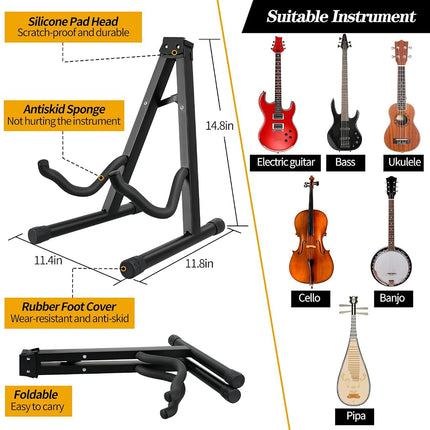 3pcs Guitar Accessories Kit, Guitar Gig Bag + Guitar Stand + Guitar Strap