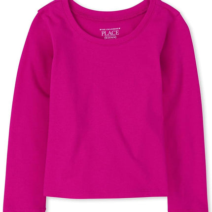 The Children's Place, t-shirts à manches longues pour bébés filles et jeunes enfants, 4-Pack Noir/Fuchsia/Noir/Blanc, 2 ans