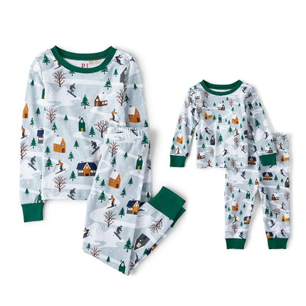 The Children's Place Unisex Kid's Family Matching, Festive Christmas Pajama Sets, Cotton, Blue Skiing, 5 Years