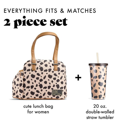 Fit+Fresh Laketown Kit Insulated Lunch Bag for Women and Men - Cute Small Lunchbox Tote, Adult Lunch Box, Cheetah