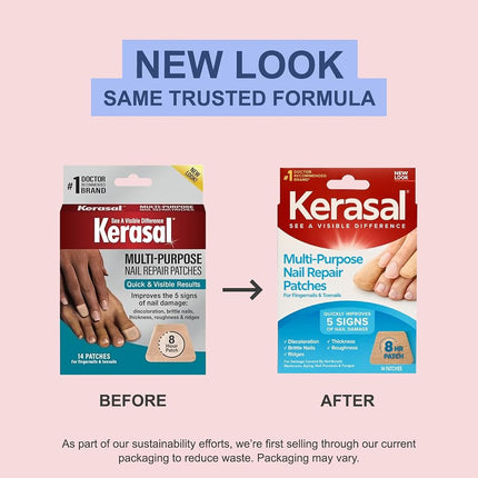 Kerasal Multi-Purpose Nail Repair Patches - 14 Count - Nail Repair for Damaged Nails, 8-Hour Nail Treatment Restores Healthy Appearance
