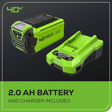 Greenworks 40V (100 MPH / 350 CFM) Cordless Axial Leaf Blower, 2.0Ah Battery and Charger Included