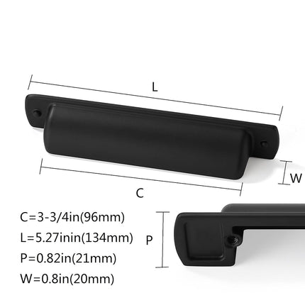 CABDM 10 Pack Black Cup Pulls 3-3/4"(96mm) Center to Center Drawer Pulls Matte Black Cabinet Cup Pulls Kitchen Cabinet Hardware Vintage Cabinet Handles Bin Cup Drawer Handles Black Knobs.