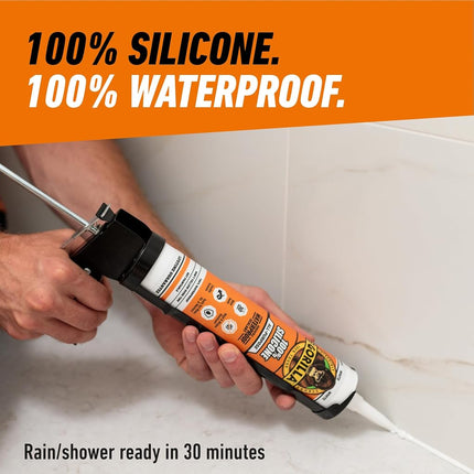 Gorilla Waterproof Caulk & Seal 100% Silicone Sealant, White, 10oz Cartridge (Pack of 1)