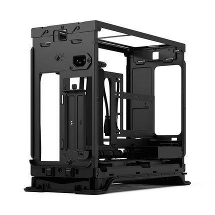 Fractal Design Era 2 ITX PC Case in Charcoal - Sleek Anodized Aluminum, Solid Walnut Top, Supports 3-Slot GPUs, PCIe 4.0 Riser Cable included