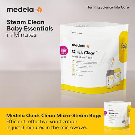Medela Quick Clean Micro-Steam Bags, 12Count Sterilizing Bags for Bottles & Breast Pump Parts, Eliminates of Common Bacteria & Germs, Disinfects Most Breastpump Accessories