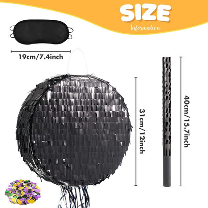 WERNNSAI Black Round Piñata