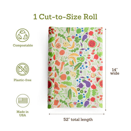 Bee's Wrap Beeswax Wraps for Food - Garden Party Cut to Size 14x52" Wax Paper Roll - Made in USA Reusable Waxed Paper & Bowl Covers - Organic & Eco-Friendly Alternative to Aluminum Foil & Plastic Wrap