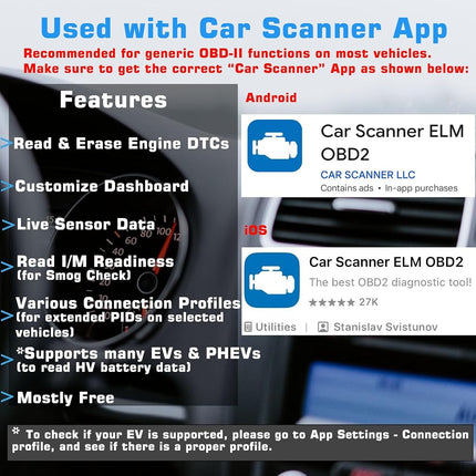 Veepeak OBDCheck BLE+ Bluetooth OBD2 Scanner Car OBD-II Diagnostic Scan Tool Check Engine Light Code Reader for iOS & Android