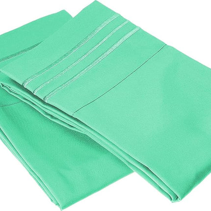 Elegant Comfort 1500 Thread Count Wrinkle & Fade Resistant Egyptian Quality Microfiber Ultra Soft Luxurious 2-Piece Pillowcases, King Size, Paradise Teal