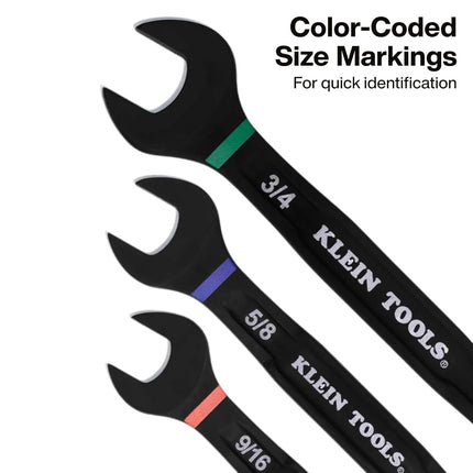 KLEIN TOOLS 69408G Ratcheting Combination Wrench Set, SAE, 5/16 to 3/4 Inch, 90-Tooth Steel Alloy with Foam Pouch, 8-Piece