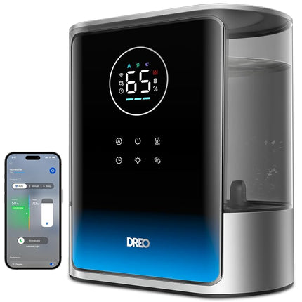 Dreo 8L Smart Humidifiers for Bedroom 600ft�, 80H Runtime Warm&Cool Supersized Mist Humidifier for Large Room Indoor, Quiet Whole House humidifier for Baby, Plants, with Alexa/Google, Silver, HM717S