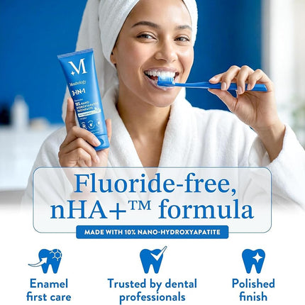 Mouthology 10% Nano Hydroxyapatite Toothpaste (Fluoride Free), Natural, Remineralizing, Whitening, Sensitive Teeth, SLS Free, Xylitol Nano-Hydroxyapatite Toothpaste for Adults, Mint 4oz (USA Made)