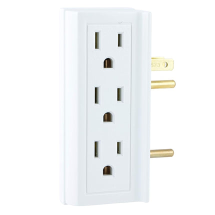 GE 6-Outlet Extender, 3 Pack, Side Access Wall Tap, 3-Prong, Multiple Plug, Vertical Power Splitter, Cruise Essentials, Use for Home Office School Dorm Garage, White, 48662