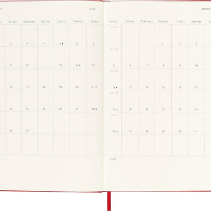 Moleskine Weekly Planner 2023-2024, 18-Month Agenda, Academic Diary, Weekly diary with Hard Cover, Large Format 13 x 21 cm, Colour Scarlet Red