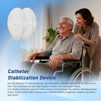 Qintan Catheter Stabilization Device (40Pcs), Foley Catheter Supplies, Leg Bag Holder with Extra-Large Self-Adhesive Hook & Loop, Breathable Urinary Tube Stabilizer for PEG/G/J Feeding Tubes