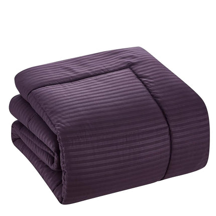 Sweet Home Collection 2 Pillowcases & 2 Shams & Bed Skirt All Season Warmth, Fine Double Brushed Microfiber/100% Fiber Fill, Dobby Purple, Queen