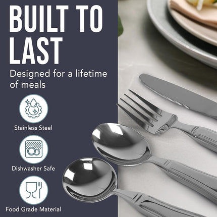BUNMO Weighted Utensils for Tremors and Parkinsons Patients - Heavy Weight Silverware Set of Knife, Fork, 2 Spoons and Travel Bag - Adaptive Eating Flatware Helps Hand Tremor, Parkinson, Arthritis
