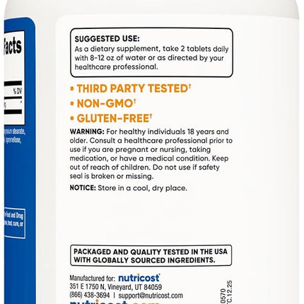 Nutricost L-Citrulline 2500mg Per Serving, 60 Servings, 1250mg Per Tablet, 120 Tabs - Non-GMO and Gluten Free Supplement