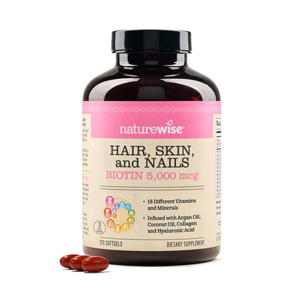 NatureWise Hair Skin and Nails Vitamin, Biotin 500