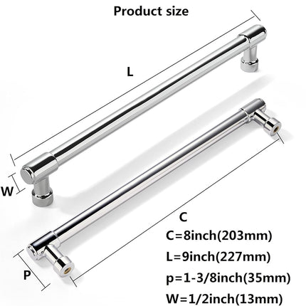 khtumeware 6 Pack 8 Inch(203mm) Polished Chrome Cabinet Pulls Kitchen Cabinet Handles Kitchen Cabinet Hardware for Cupboard Drawer Pulls Dresser Handle