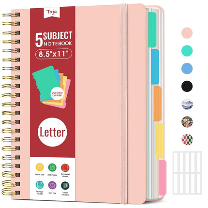 Taja Spiral Notebooks for Work 5 Subject Notebook 