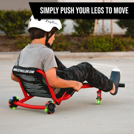 EzyRoller Classic with LED Wheels Ride On Toy for Kids, Ages 3-12, Up to 154 lbs - Red