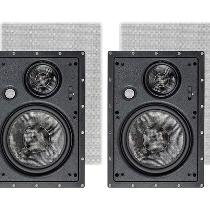 Monoprice in Wall 3-Way Speakers Carbon Fiber - 8 
