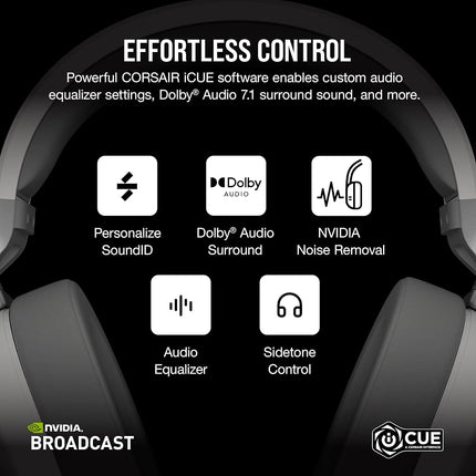 Corsair HS65 Wireless Multiplatform Bluetooth Gaming Headset - Dolby 7.1 Surround Sound - Omnidirectional Microphone - iCUE - PC, Mac, PS5, PS4, Nintendo Switch, Mobile - White