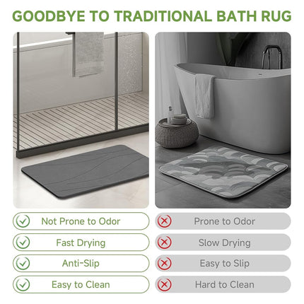Alfombrilla de baño de piedra Liyarya, alfombrillas de baño de piedra para el baño, alfombrillas de baño antideslizantes absorbentes, alfombrilla de baño de tierra de diatomeas, secado rápido, 23.6 x 15.4