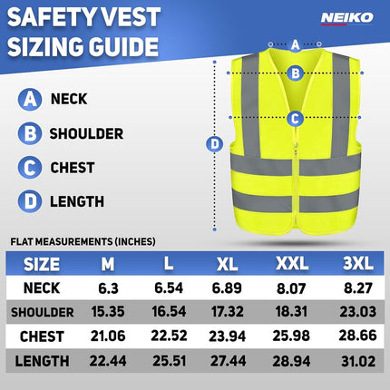 Gilet de sécurité haute visibilité Neiko ANSI Classe 2, sans poche, jaune néon, taille M