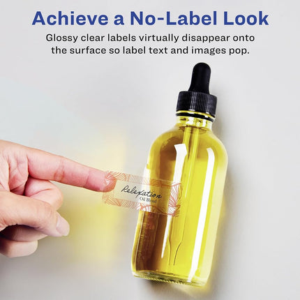 Avery Glossy Clear Rectangle Labels with Sure Feed, 5" x 1.75", 3,000 Glossy Clear Labels, Print-to-The-Edge, Laser/Inkjet Printable Labels